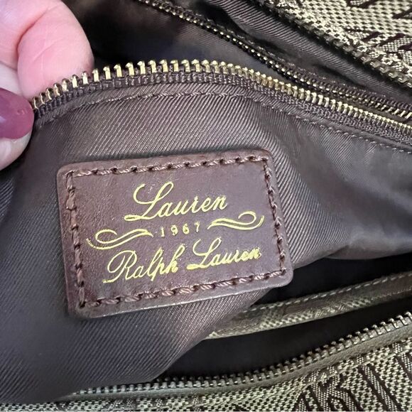 Ralph Lauren Vintage Signature Khaki Brown Medium Satchel Tote Handbag - Picture 7 of 13